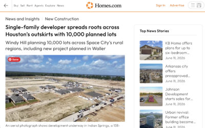 Windy Hill Featured on Homes.com: Single-family developer spreads roots across Houston’s outskirts with 10,000 planned